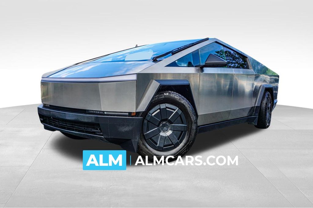 Gray (Ultra-Hard Stainless Steel) 2025 Tesla Cybertruck Crew Cab AWD Pickup Truck All-Wheel Drive 1-Speed Automatic