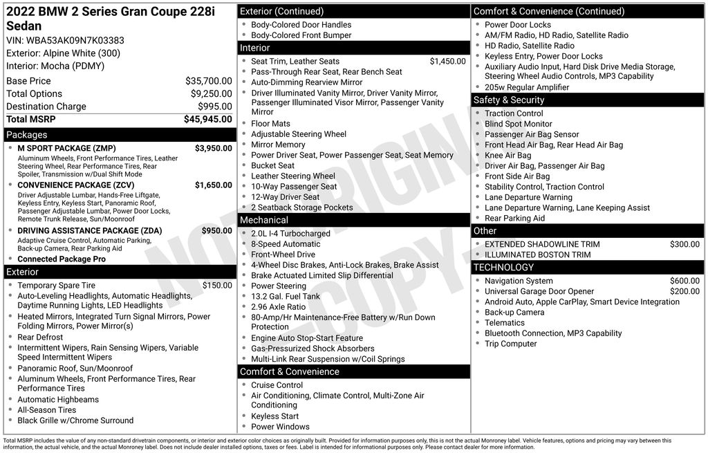 2022 Alpine White BMW 2 Series 228i FWD Sedan