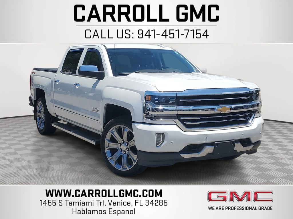 White (Iridescent Pearl Tricoat) 2018 Chevrolet Silverado 1500 High Country Crew Cab 4WD Pickup Truck Four-Wheel Drive 8-Speed Automatic Overdrive