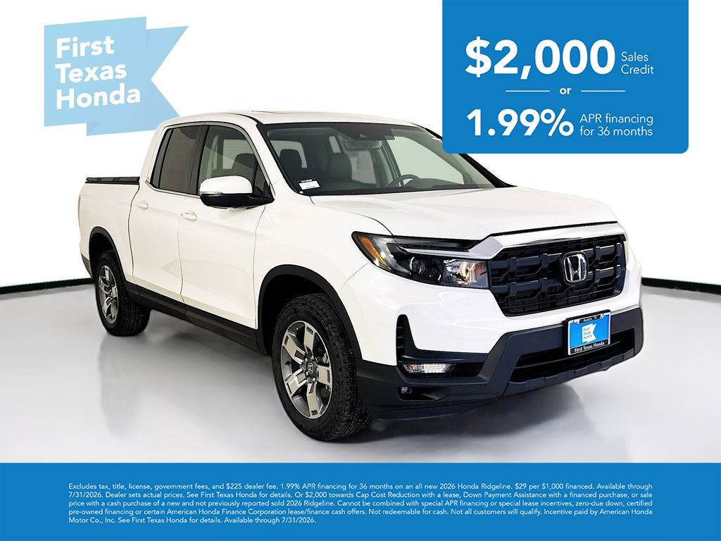 Platinum White Pearl 2026 Honda Ridgeline Pickup Truck All-Wheel Drive 9-Speed Automatic