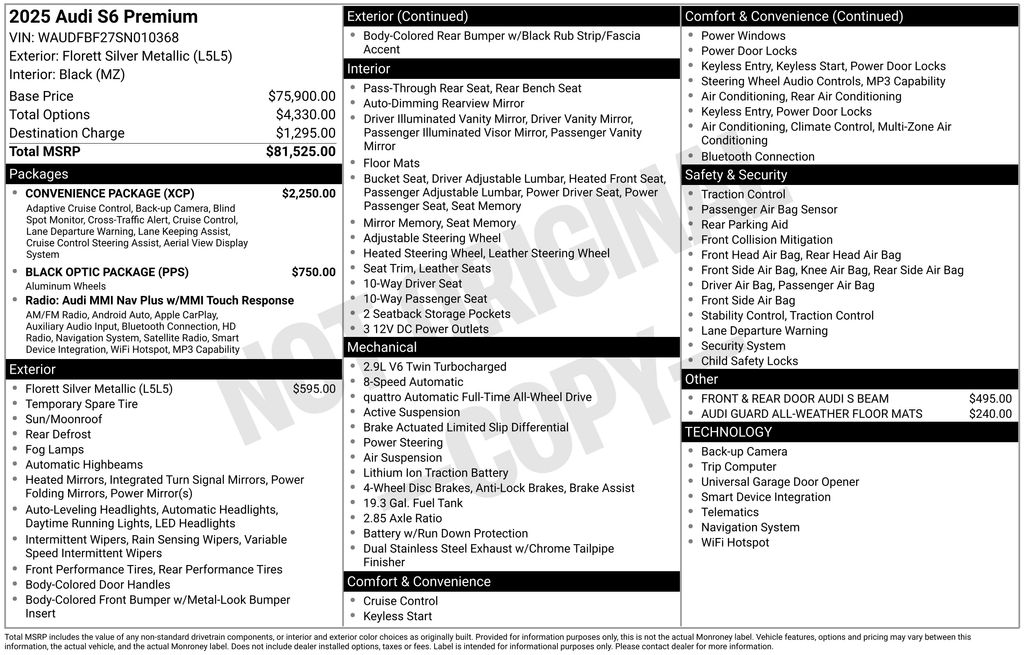 Used Car 2025 Audi S6  2.9t Premium For Sale Under $80,000 In Austin, Texas