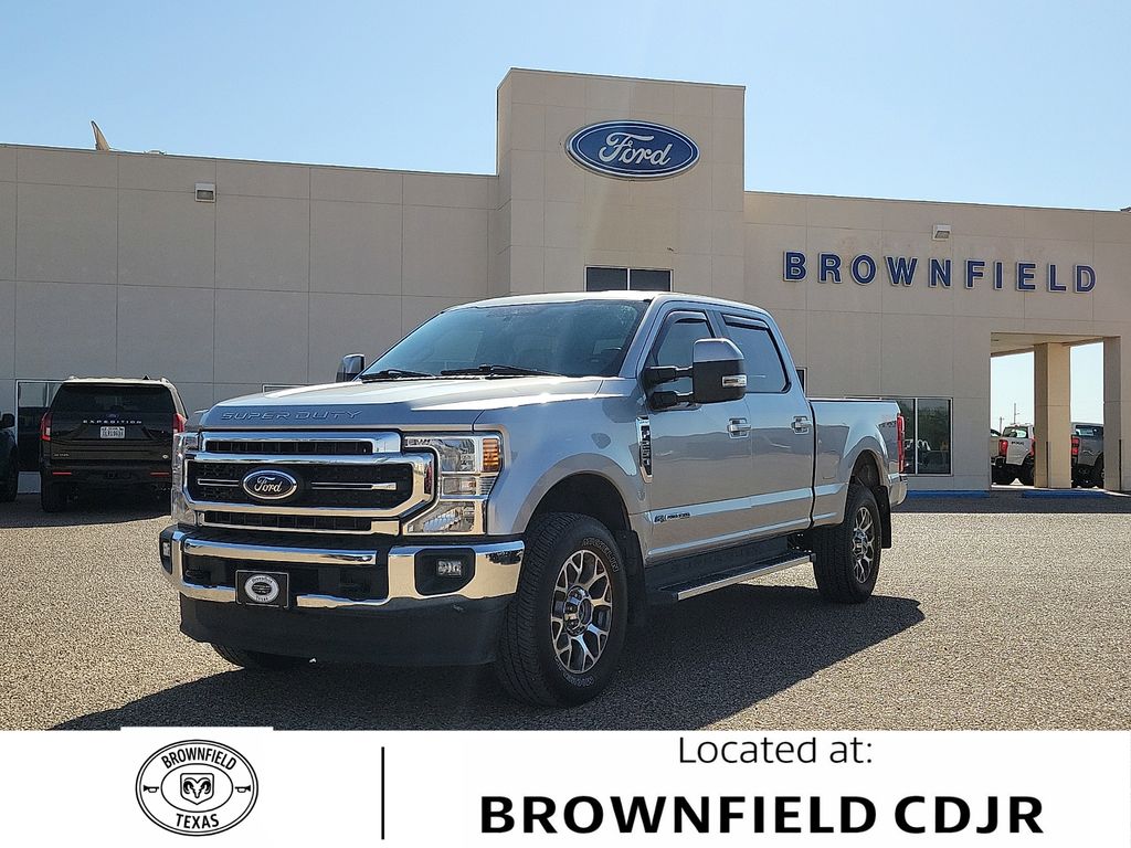 Silver 2021 Ford F-250 Super Duty Lariat Crew Cab 4WD Pickup Truck Four-Wheel Drive Automatic