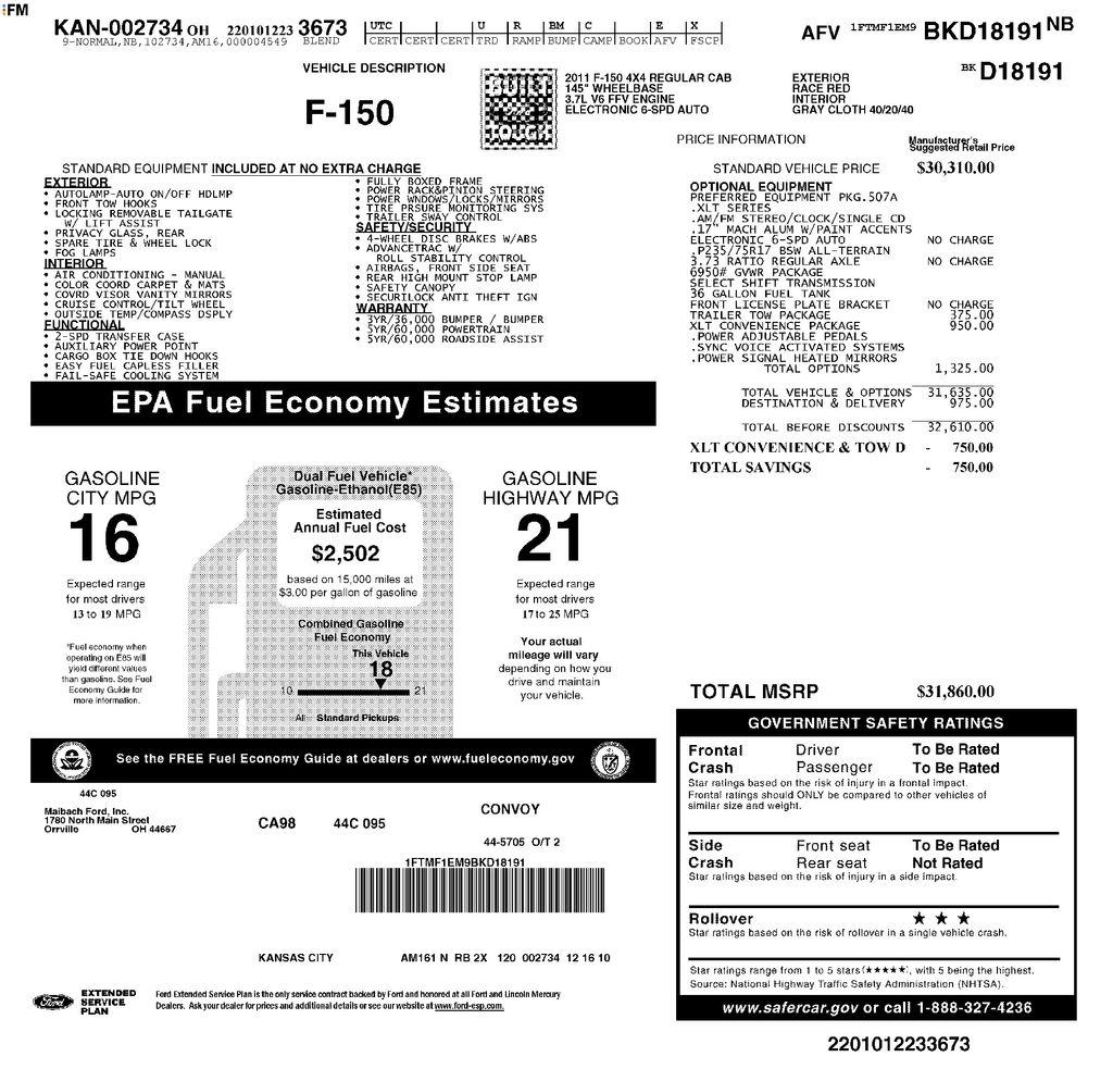 used 2011 Ford F-150 car, priced at $14,200