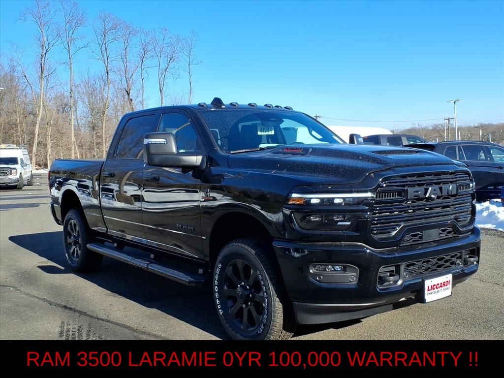 Diamond Black Crystal Pearlcoat 2026 RAM 3500 Laramie Crew Cab 4WD Pickup Truck Four-Wheel Drive 8-Speed Automatic