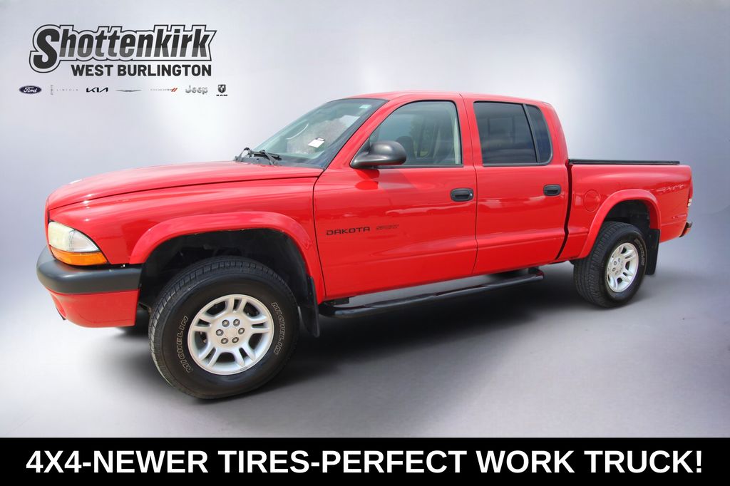 Flame Red Clearcoat 2002 Dodge Dakota Pickup Truck Four-Wheel Drive 4-Speed Automatic