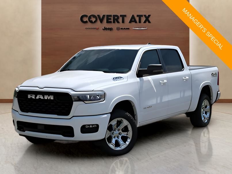Bright White Clearcoat 2025 RAM 1500 Big Horn Crew Cab 4WD Pickup Truck Four-Wheel Drive 8-Speed Automatic