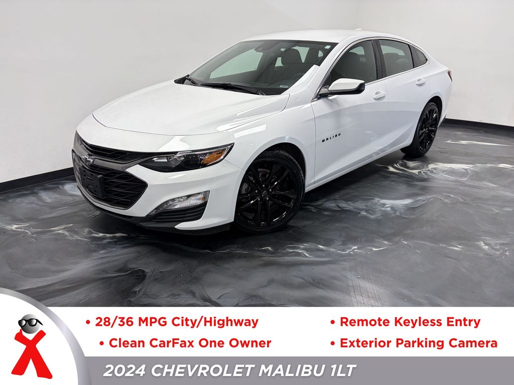White 2024 Chevrolet Malibu LT with 1LT FWD Sedan Front-Wheel Drive Continuously Variable Transmission