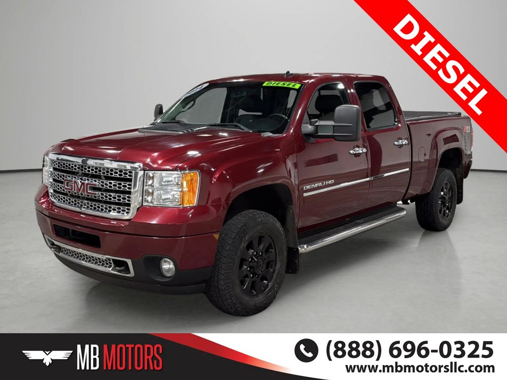 Red 2014 GMC Sierra 3500HD Denali Crew Cab SB 4WD Pickup Truck Four-Wheel Drive 6-Speed Automatic