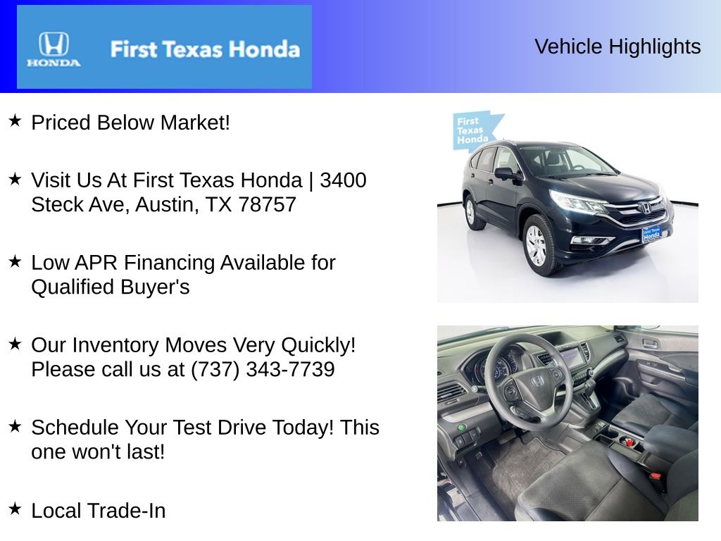 Used Car 2015 Honda Cr-v  Ex For Sale Under $15,000 In Austin, Texas