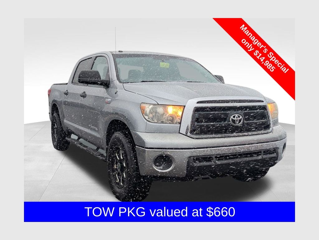 Silver Sky Metallic 2011 Toyota Tundra Grade 5.7L V8 CrewMax Cab 4WD Pickup Truck Four-Wheel Drive 6-Speed Automatic