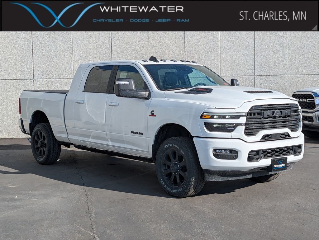 Bright White Clearcoat 2026 RAM 3500 Laramie Mega Cab 4WD Pickup Truck Four-Wheel Drive 8-Speed Automatic