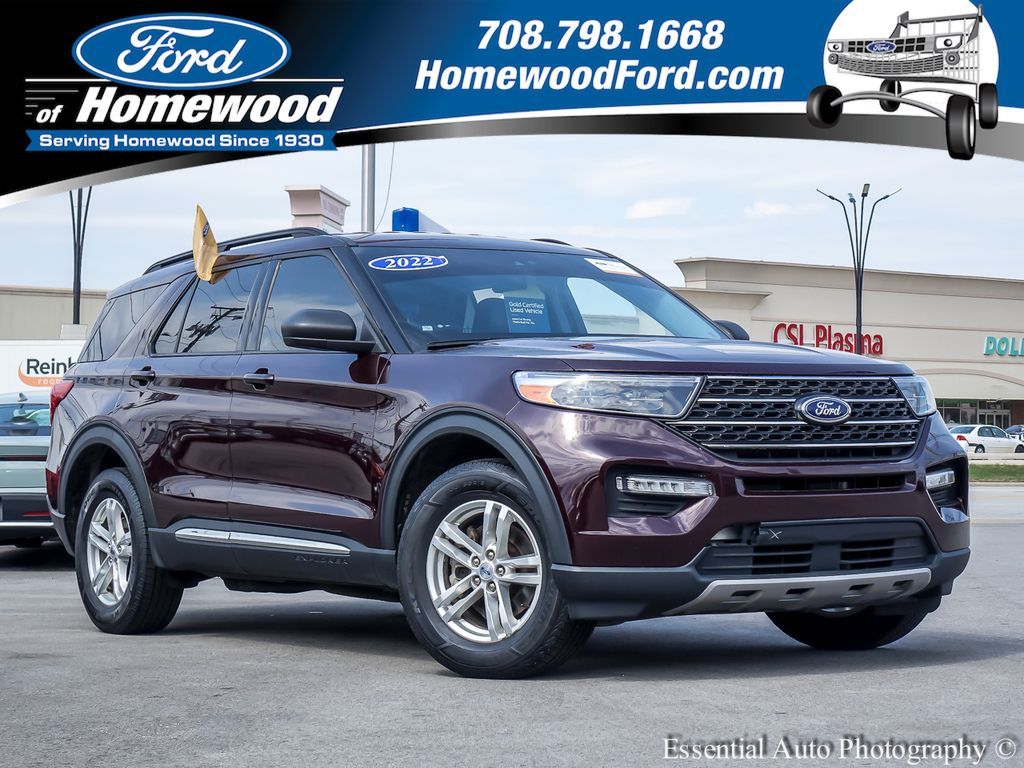 Jewel Red Metallic Tinted Clearcoat 2022 Ford Explorer XLT AWD SUV / Crossover All-Wheel Drive Automatic