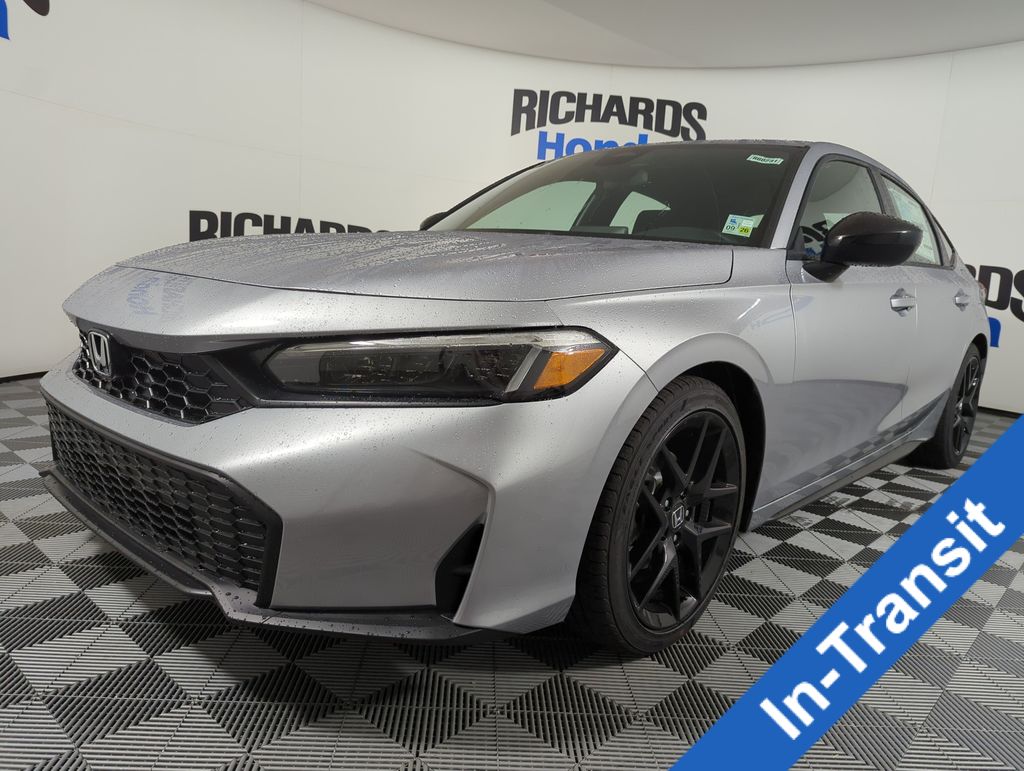 Solar Silver Metallic 2026 Honda Civic Hatchback Sport FWD Hatchback Front-Wheel Drive Continuously Variable Transmission