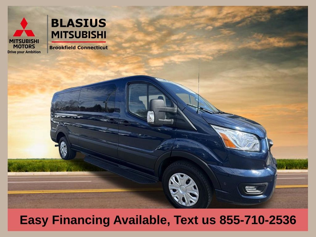 Blue 2021 Ford Transit Passenger 350 XLT Low Roof LB RWD Van Rear-Wheel Drive