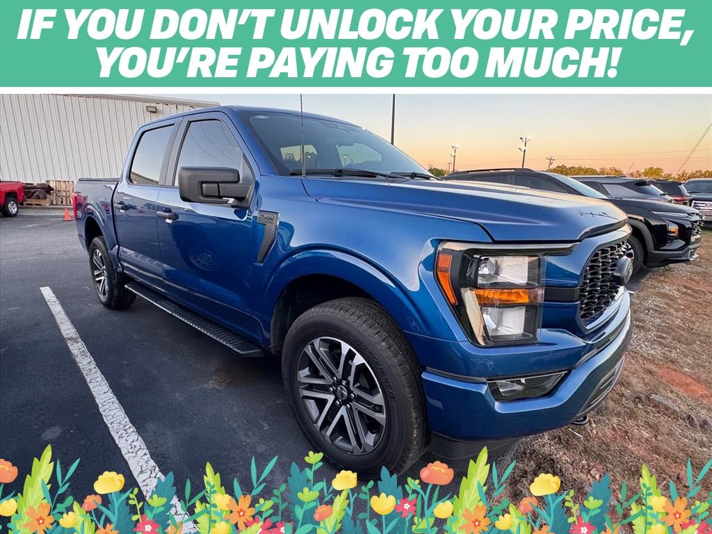 Blue Metallic 2023 Ford F-150 XL SuperCrew 4WD Pickup Truck Four-Wheel Drive Automatic