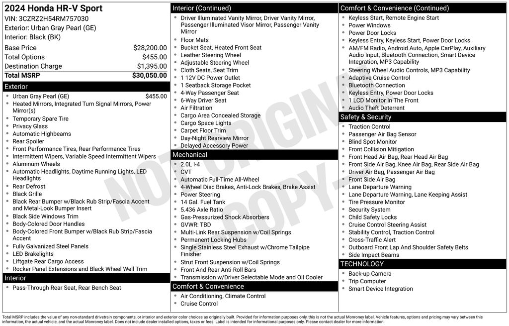 2024 Honda HR-V Sport Gray at Honda North