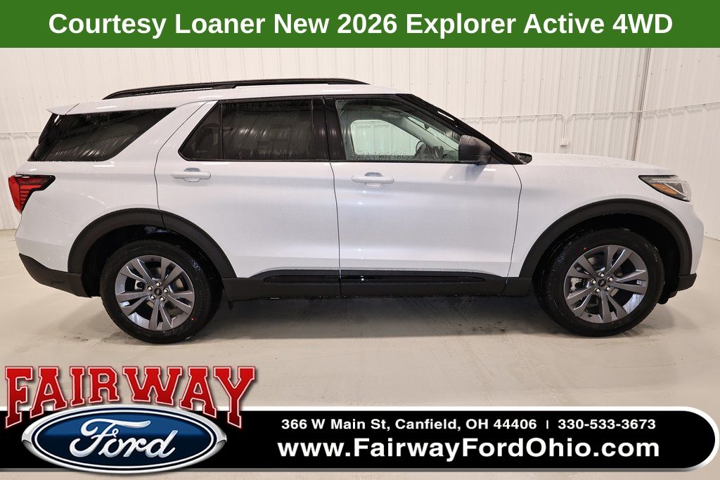 Space White Metallic 2026 Ford Explorer Active AWD SUV / Crossover All-Wheel Drive Automatic