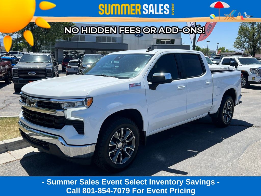 Summit White 2023 Chevrolet Silverado 1500 LT Crew Cab 4WD Pickup Truck Four-Wheel Drive Automatic