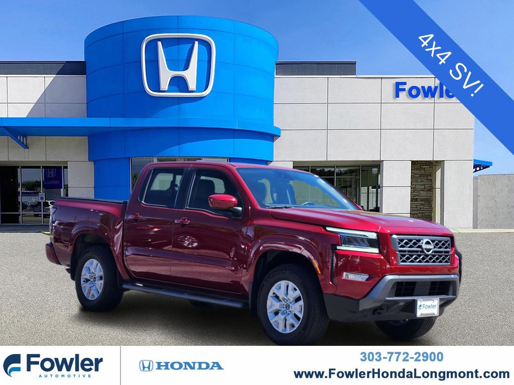 Cardinal Red Metallic Tricoat 2023 Nissan Frontier SV Crew Cab 4WD Pickup Truck Four-Wheel Drive 9-Speed Automatic