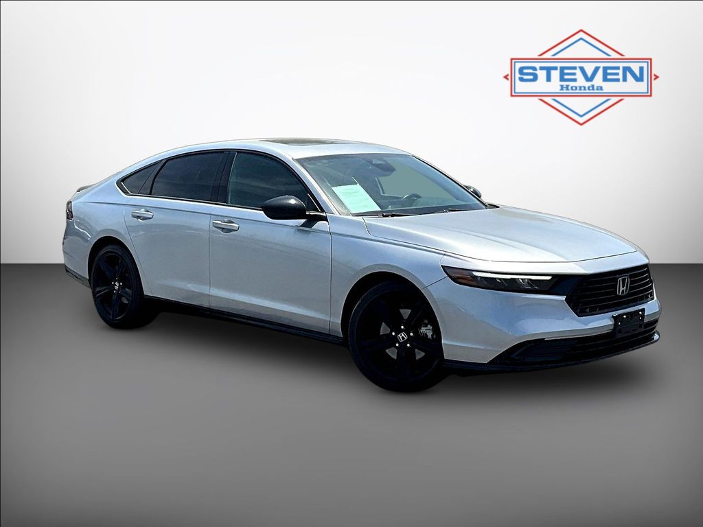 Solar Silver Metallic 2025 Honda Accord Hybrid Sedan Front-Wheel Drive Continuously Variable Transmission