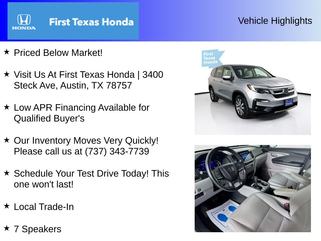Used Car 2019 Honda Pilot  Ex-l For Sale Under $20,000 In Austin, Texas