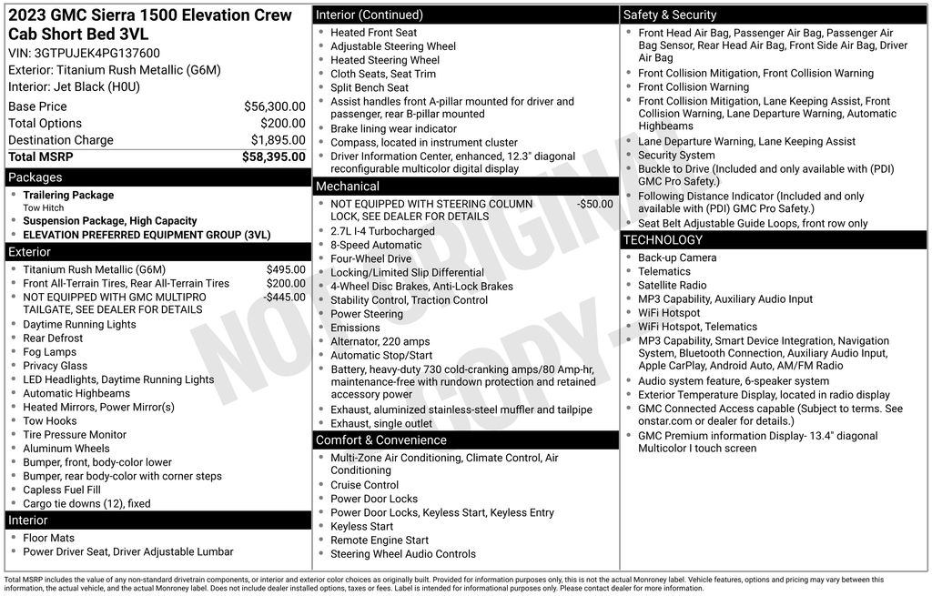 Used 2023 GMC Sierra 1500 Elevation 4D Crew Cab