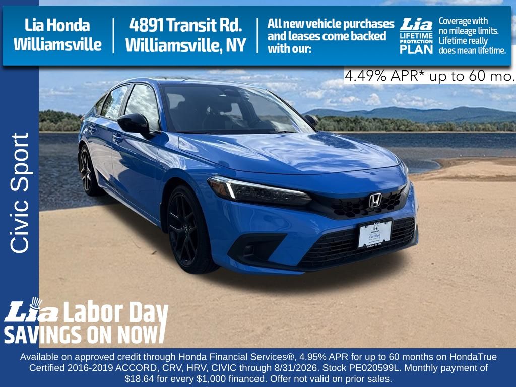 Boost Blue Pearl 2023 Honda Civic Hatchback Hatchback Front-Wheel Drive Continuously Variable Transmission