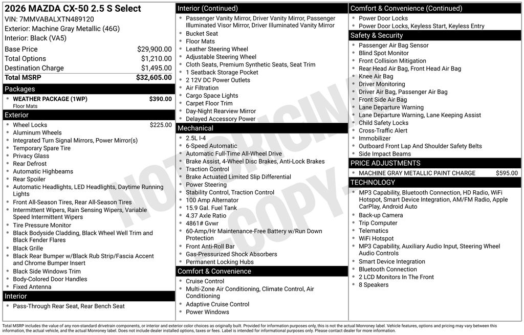 New 2026 Machine Gray Metallic Mazda 2.5 S Select image 5
