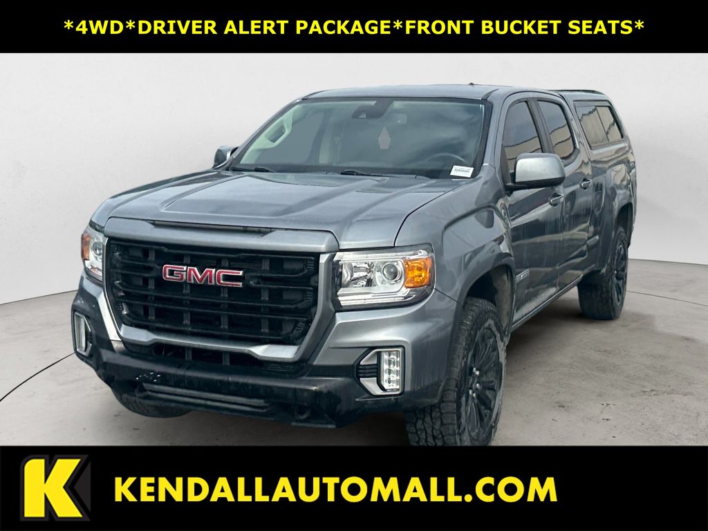 Gray (Satin Steel Metallic) 2021 GMC Canyon Elevation Crew Cab 4WD Pickup Truck Four-Wheel Drive 8-Speed Automatic