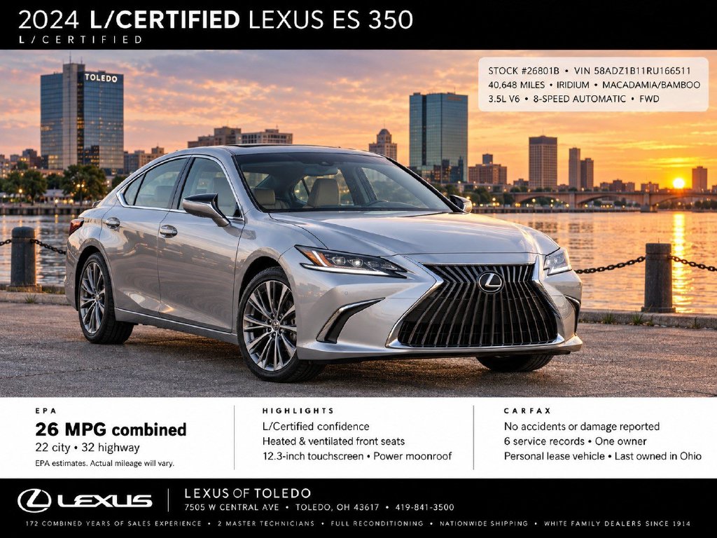 Iridium 2024 Lexus ES Sedan Front-Wheel Drive 8-Speed Automatic