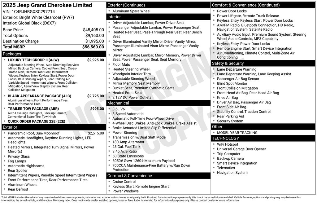 2025 Bright White Clearcoat Jeep Grand Cherokee Limited 4X4 SUV