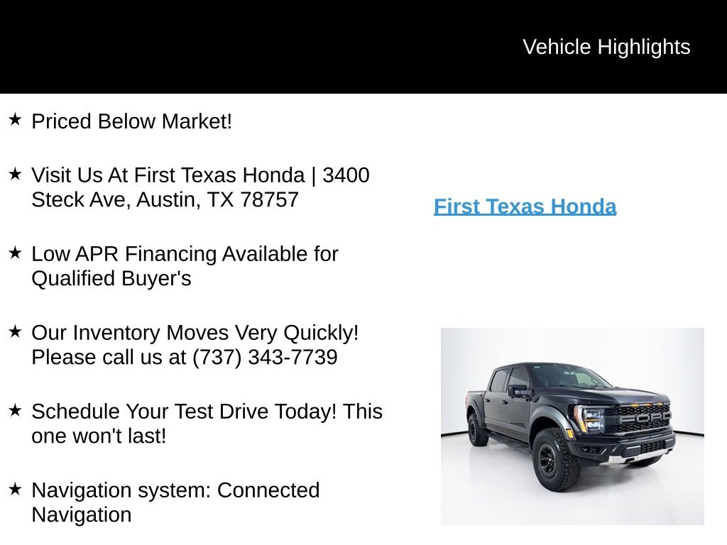 Used Car 2023 Ford F-150  Raptor For Sale Under $60,000 In San Antonio, Texas