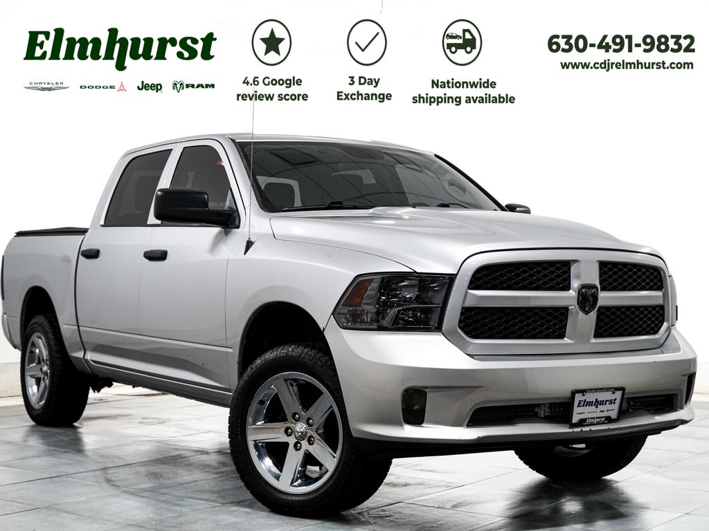 Bright Silver 2017 RAM 1500 Pickup Truck Four-Wheel Drive 8-Speed Automatic