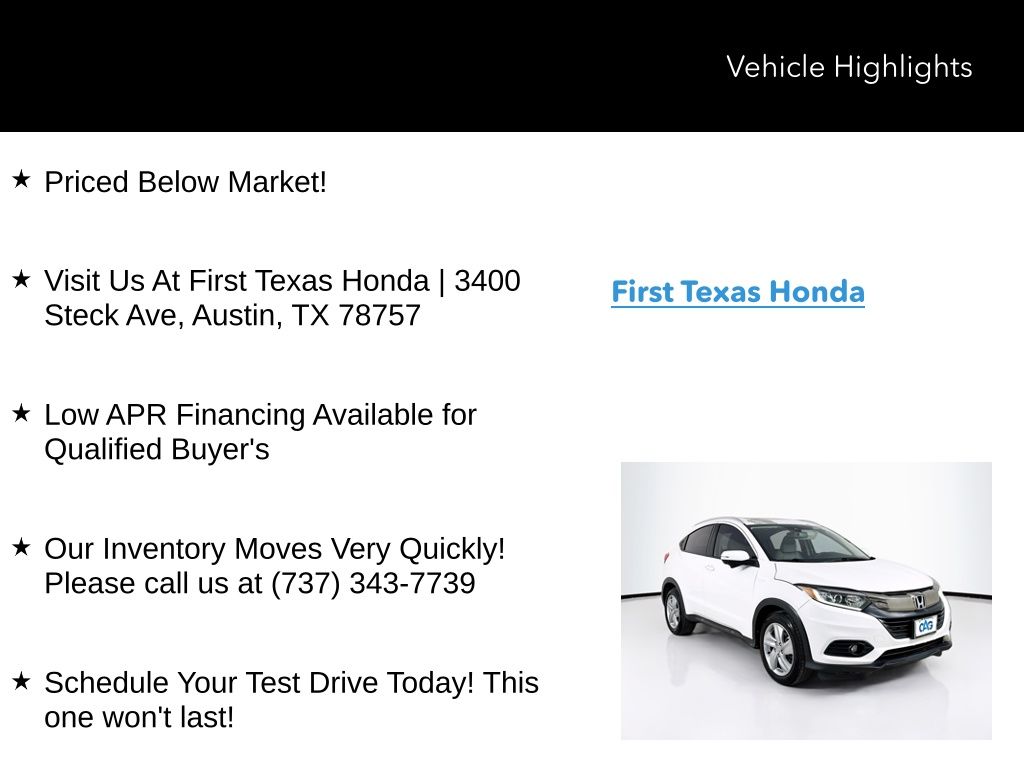 Used Car 2019 Honda Hr-v  Ex-l For Sale Under $20,000 In Austin, Texas