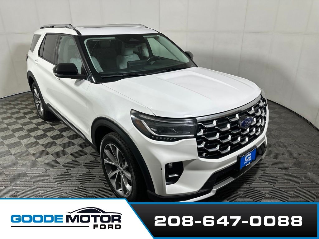 Star White Metallic Tri-Coat 2025 Ford Explorer SUV / Crossover All-Wheel Drive Automatic
