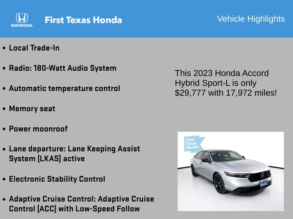 2023 Honda Accord Hybrid  Sport-l In Austin, Texas