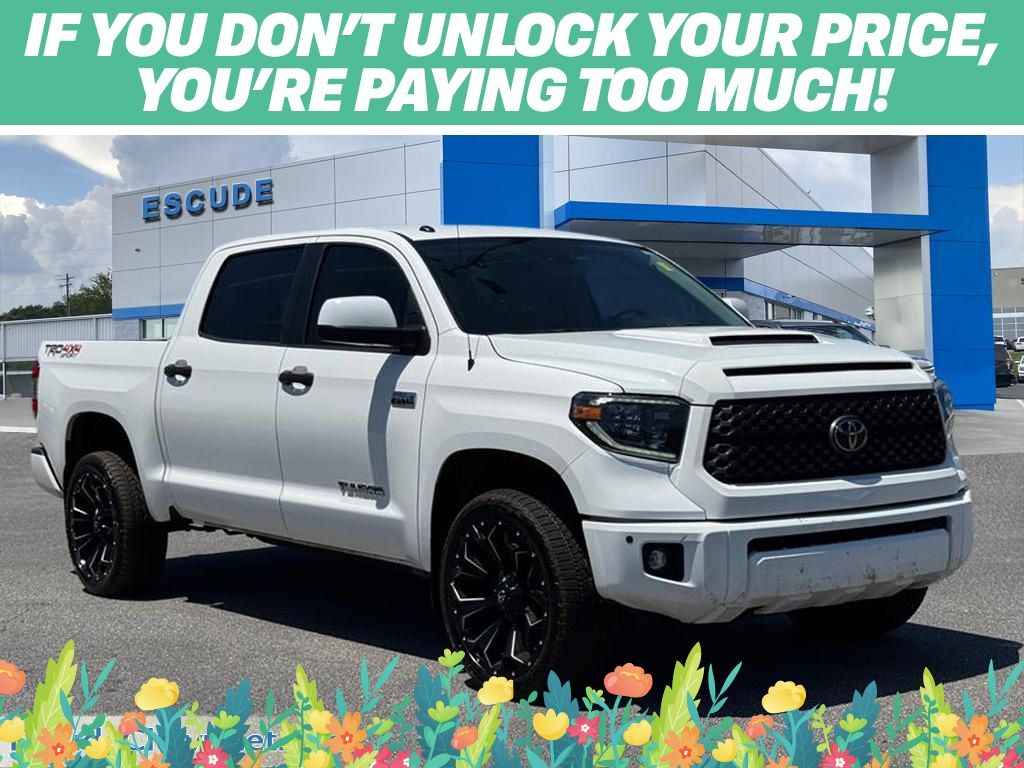 Super White 2019 Toyota Tundra SR5 CrewMax 5.7L 4WD Pickup Truck Four-Wheel Drive 6-Speed Automatic