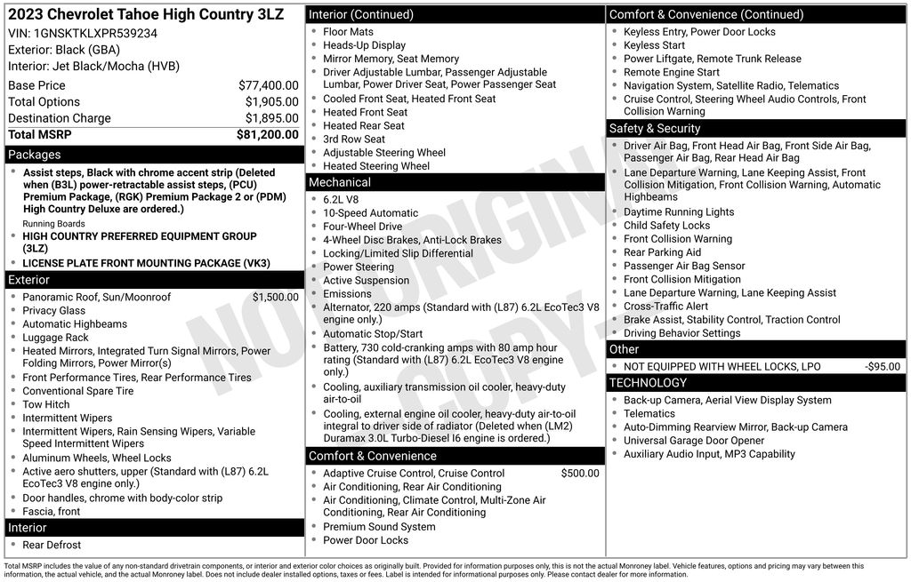Used Car 2023 Chevrolet Tahoe  High Country For Sale Under $60,000 In Austin, Texas