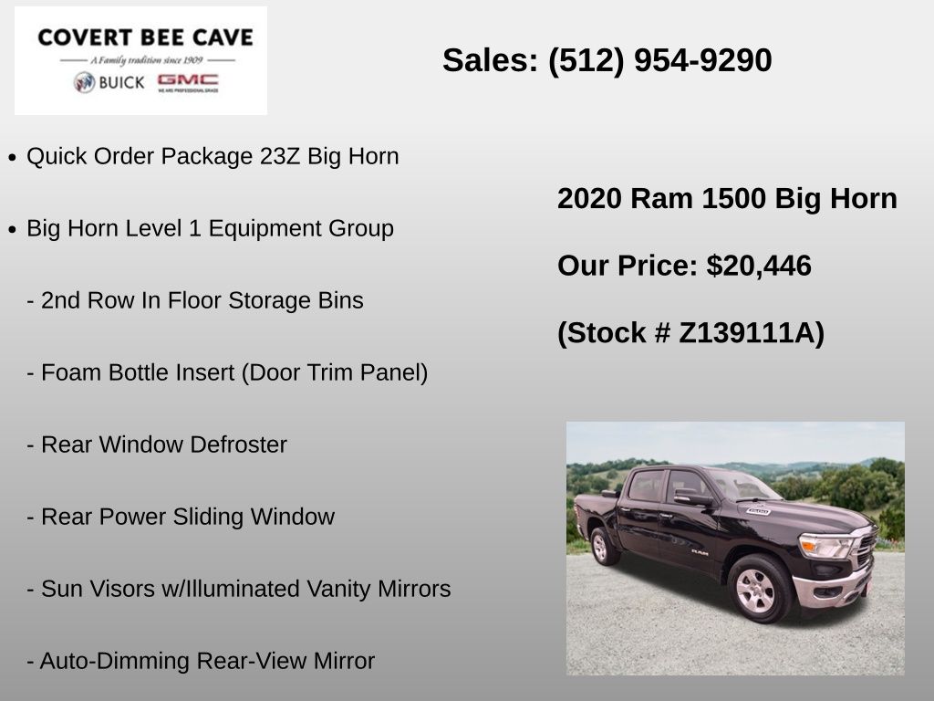 Used Car 2020 Ram 1500  Big Horn/lone Star For Sale Under $25,000 In Austin, Texas