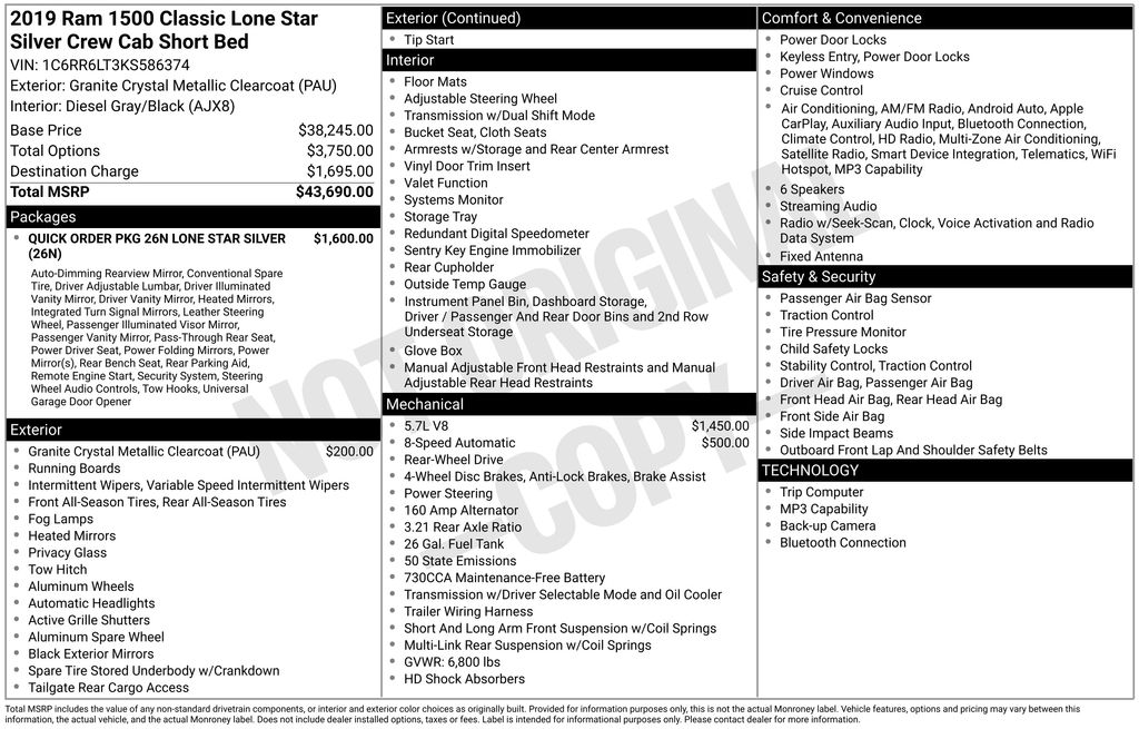 Used Car 2019 Ram 1500 Classic  Lone Star For Sale Under $30,000 In Taylor, Texas