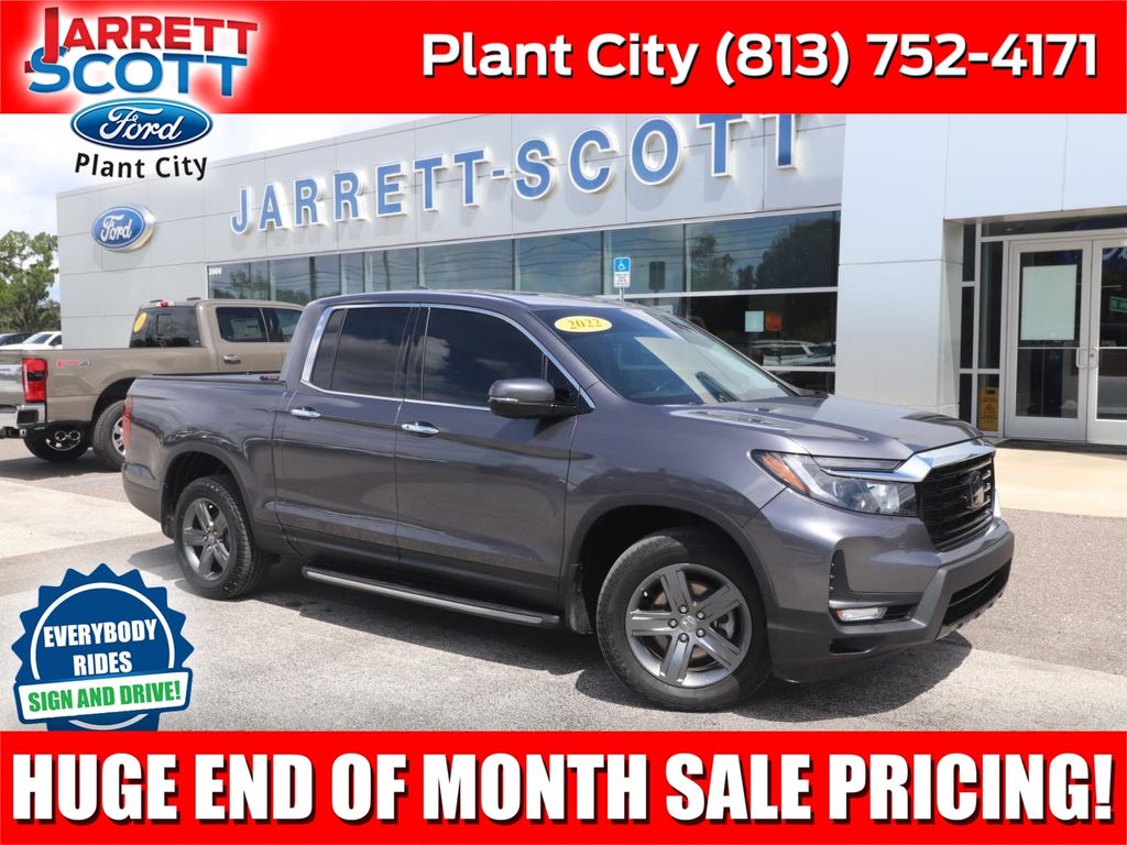 Gray (Modern Steel Metallic) 2022 Honda Ridgeline Pickup Truck All-Wheel Drive 9-Speed Automatic