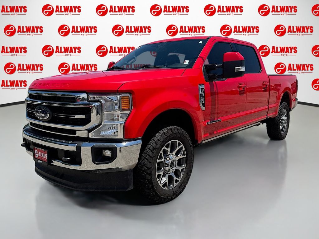 Red 2022 Ford F-350 Super Duty Lariat Crew Cab 4WD Pickup Truck Four-Wheel Drive Automatic