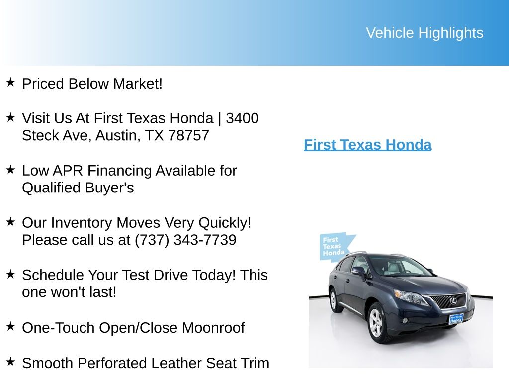 Used Car 2010 Lexus Rx  350 For Sale Under $15,000 In Austin, Texas