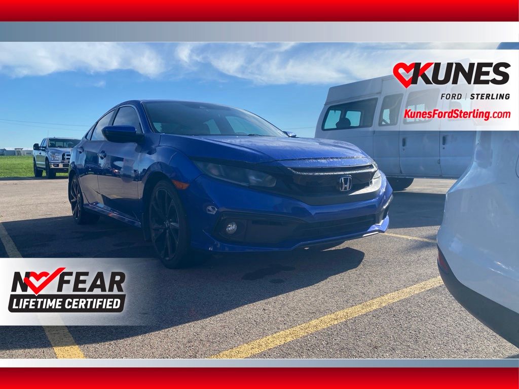 Blue 2019 Honda Civic Sedan Front-Wheel Drive Continuously Variable Transmission