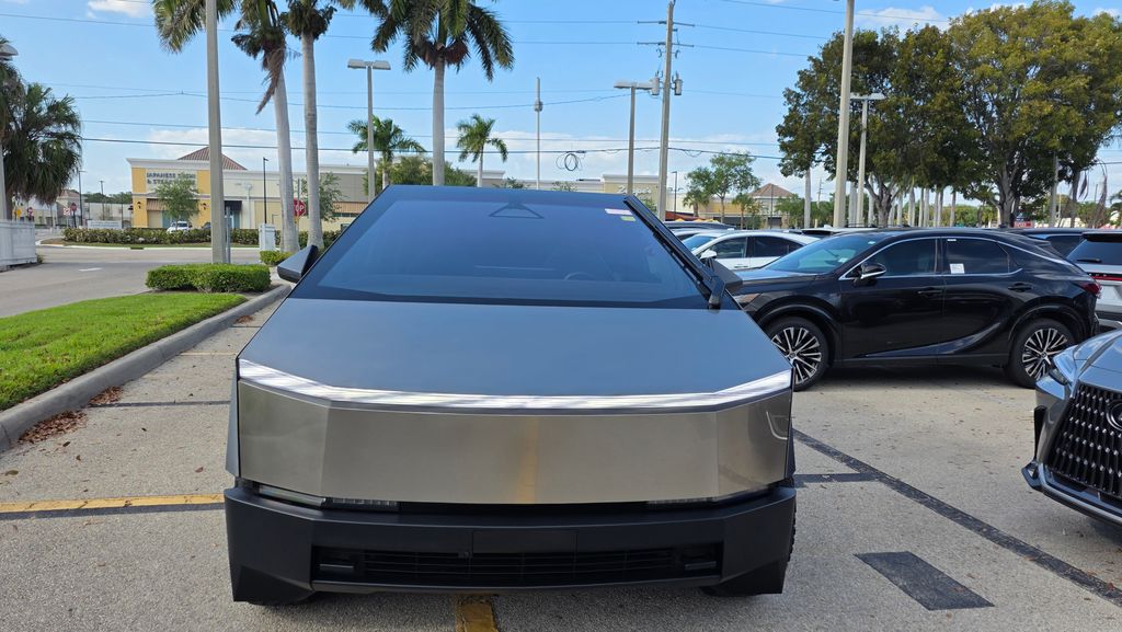 Silver 2025 Tesla Cybertruck Cyberbeast Crew Cab AWD Pickup Truck All-Wheel Drive 1-Speed Automatic