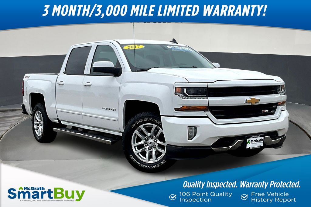 Summit White 2017 Chevrolet Silverado 1500 LT Crew Cab 4WD Pickup Truck Four-Wheel Drive 6-Speed Automatic Overdrive