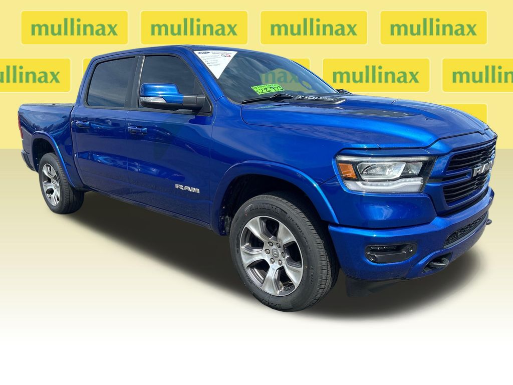 Blue Streak Pearlcoat 2019 RAM 1500 Laramie Crew Cab 4WD Pickup Truck Four-Wheel Drive 8-Speed Automatic
