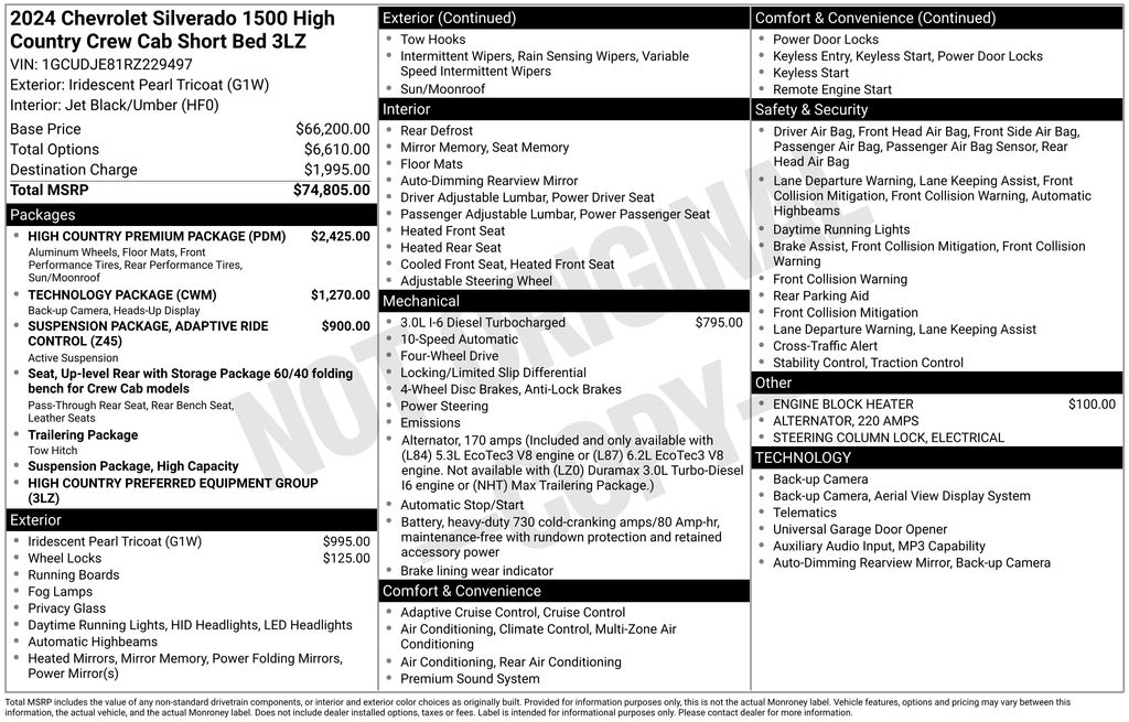 Used Car 2024 Chevrolet Silverado 1500  High Country For Sale Under $60,000 In Austin, Texas