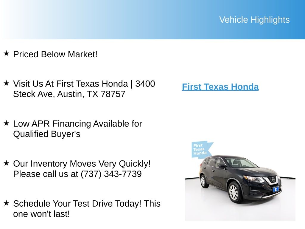 Used Car 2018 Nissan Rogue  S For Sale Under $15,000 In Austin, Texas