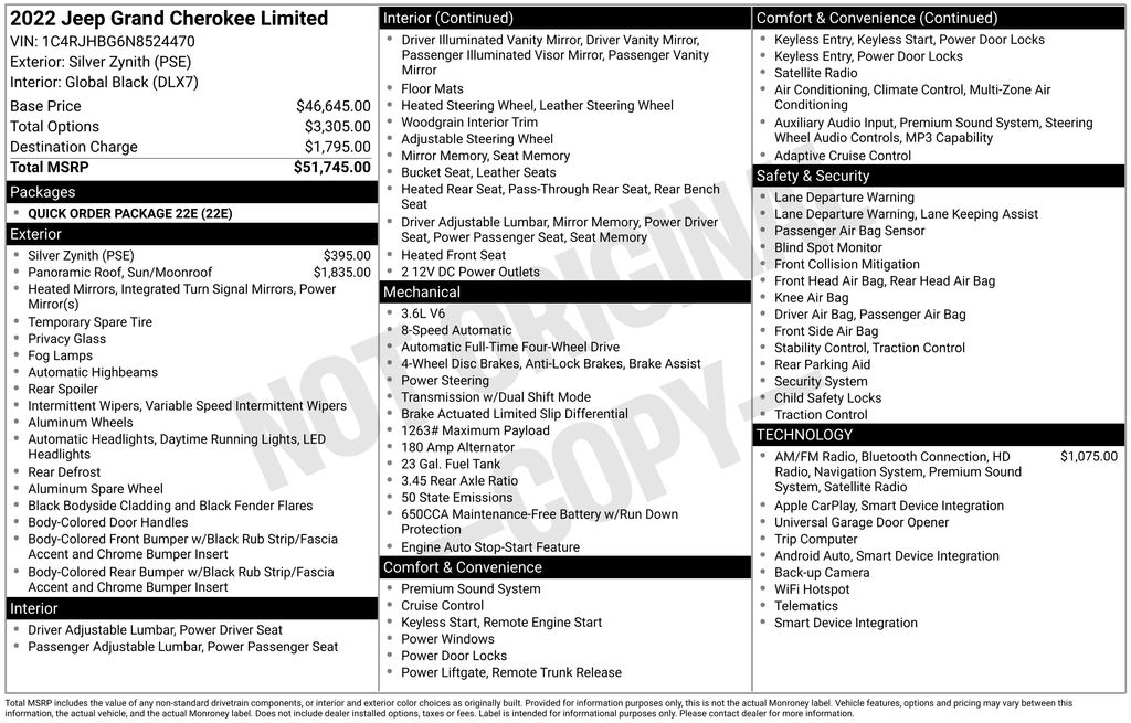 used 2022 Jeep Grand Cherokee car, priced at $29,400